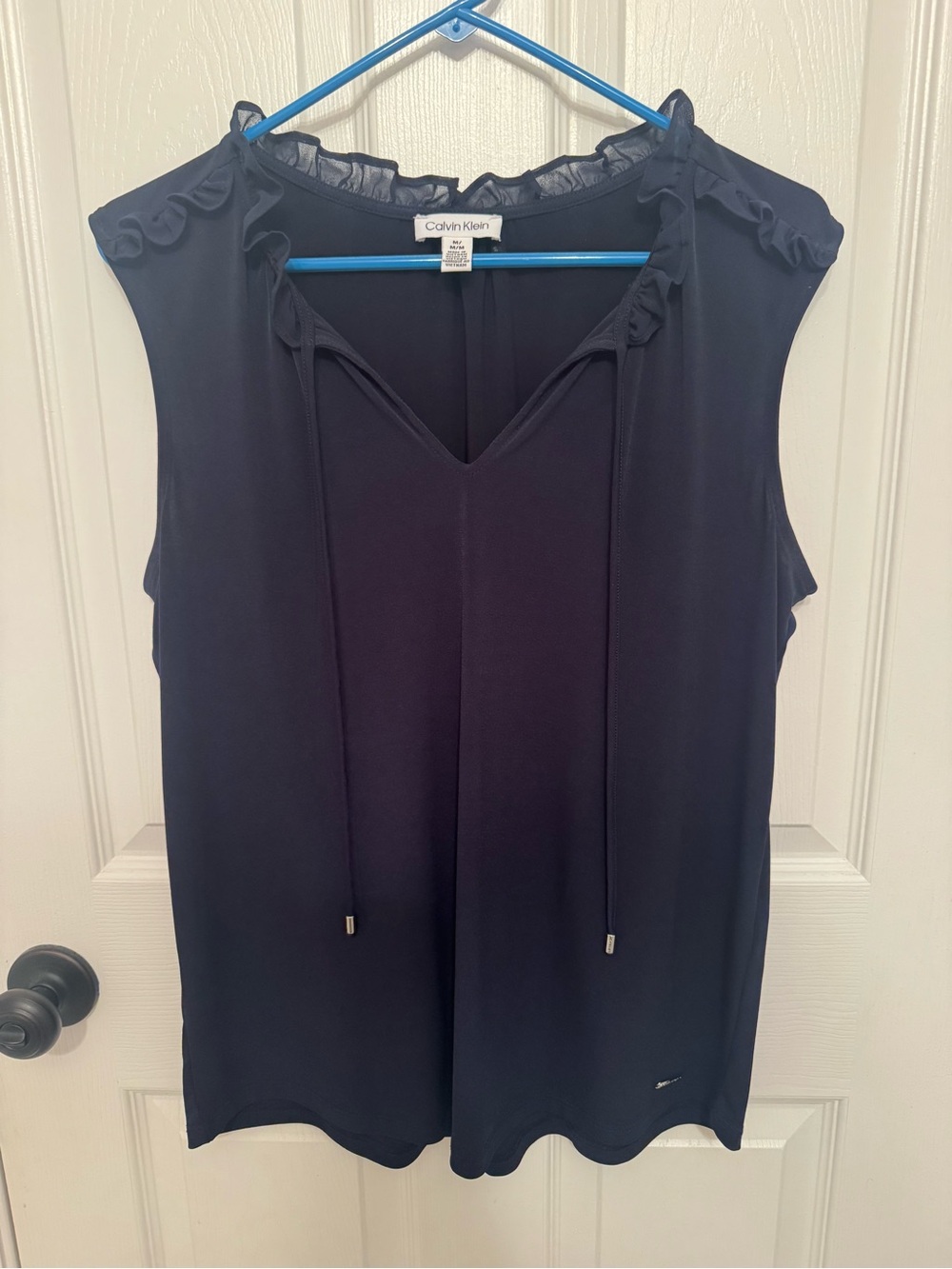 Calvin Klein Navy Ruffle-Trim Sleeveless Camisole